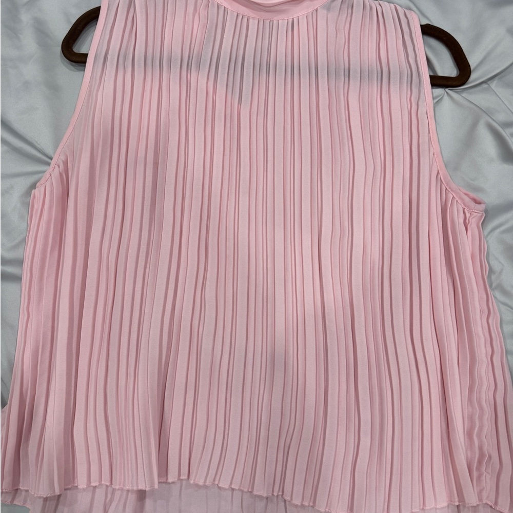 Zara Pink Pleated Sleeveless Blouse